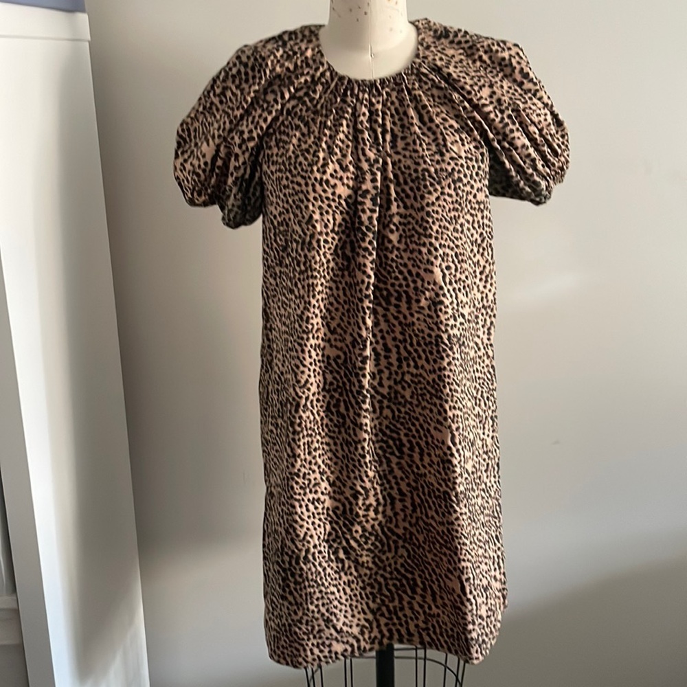 Ulla Johnson Leopard Puff Sleeve Mini Dress